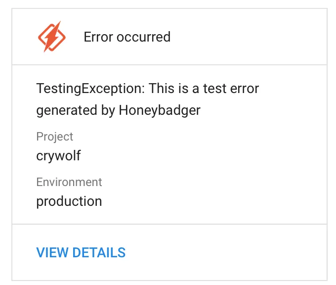 Honeybadger error notification in Google Chat