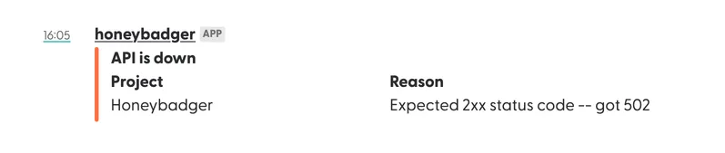 Slack uptime alert
